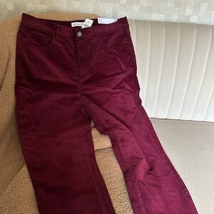Burgundy High Rise Skinny Corduroy LOFT pant size 30